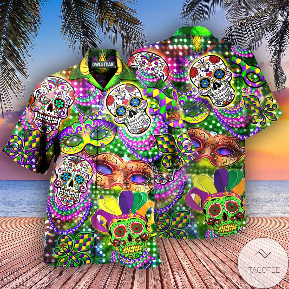 Skull Mardi Gras Hawaiian Shirt