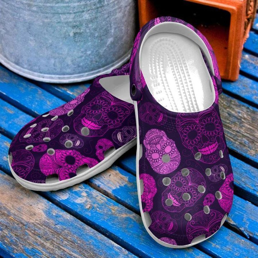 Skull Purple Patterns Sku 2200 Crocs Clog Shoes