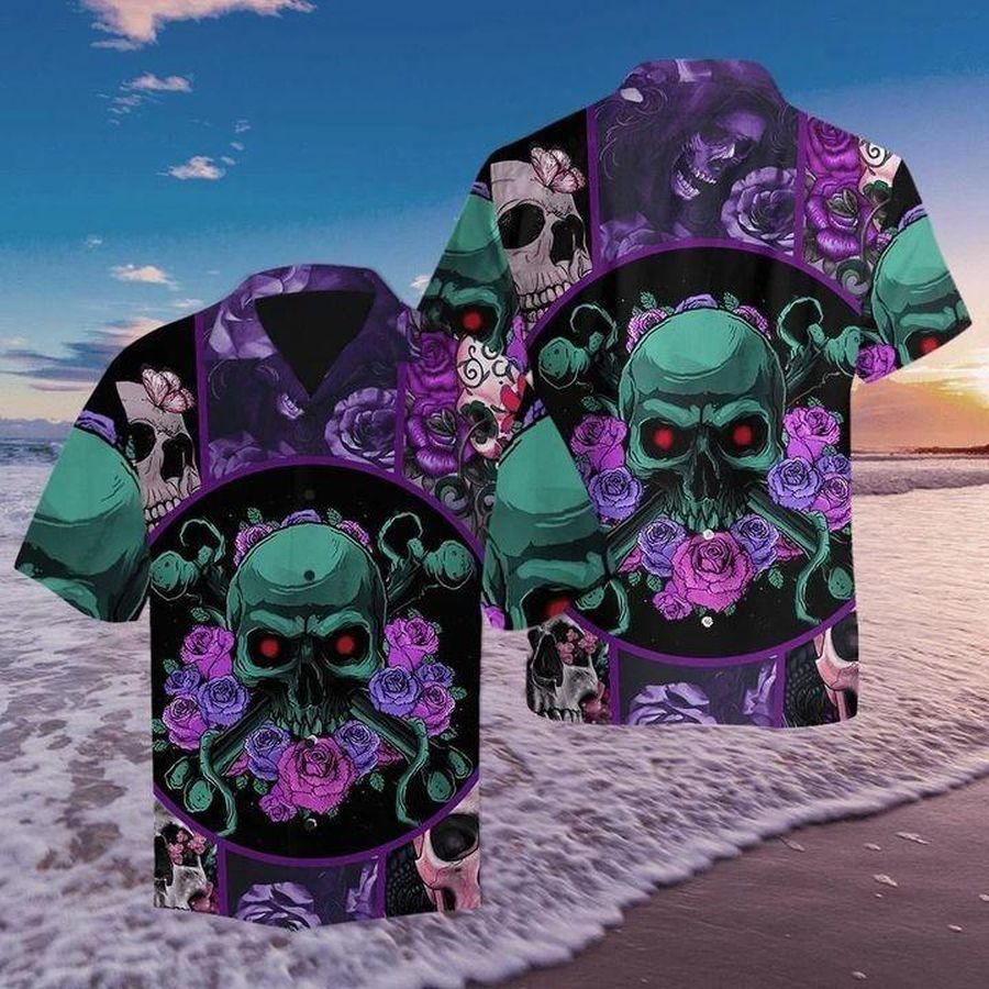Skull Rose Hawaiian Shirt Pre12247, Hawaiian shirt, beach shorts, One-Piece Swimsuit, Polo shirt, Personalized shirt, funny shirts, gift shirts