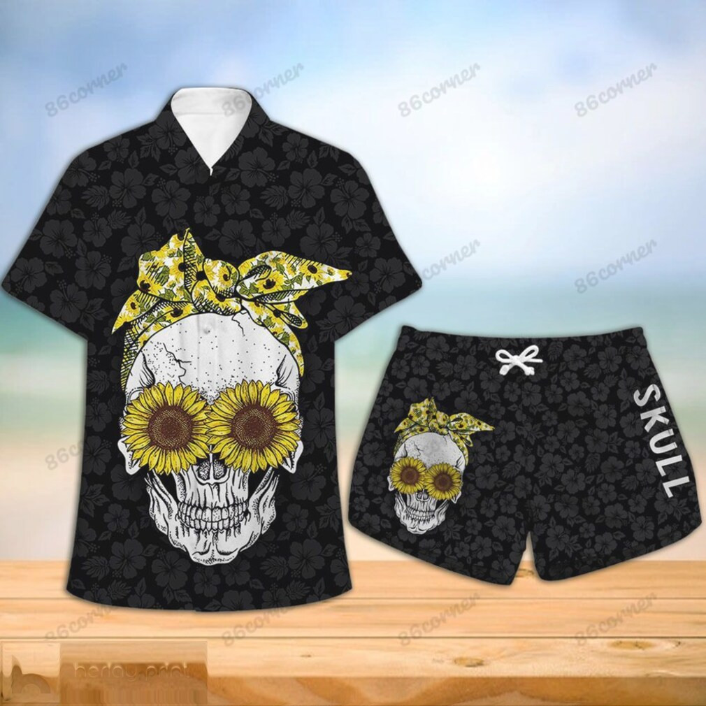 Skull Sunflower Hawaii Shirt And Short Set