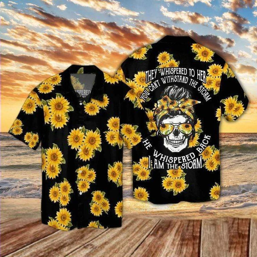 Skull Sunflower Im The Storm Hawaiian Shirt Pre11717, Hawaiian shirt, beach shorts, One-Piece Swimsuit, Polo shirt, Personalized shirt, funny shirts