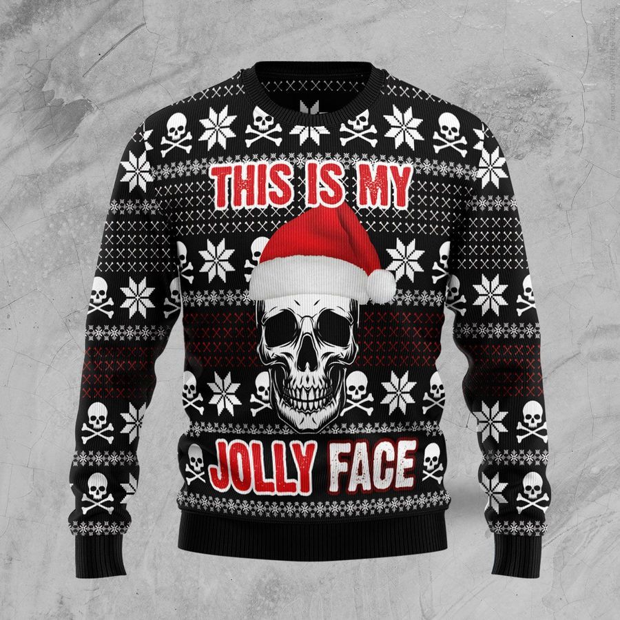 Skull This Is My Jolly Face For Unisex Ugly Christmas