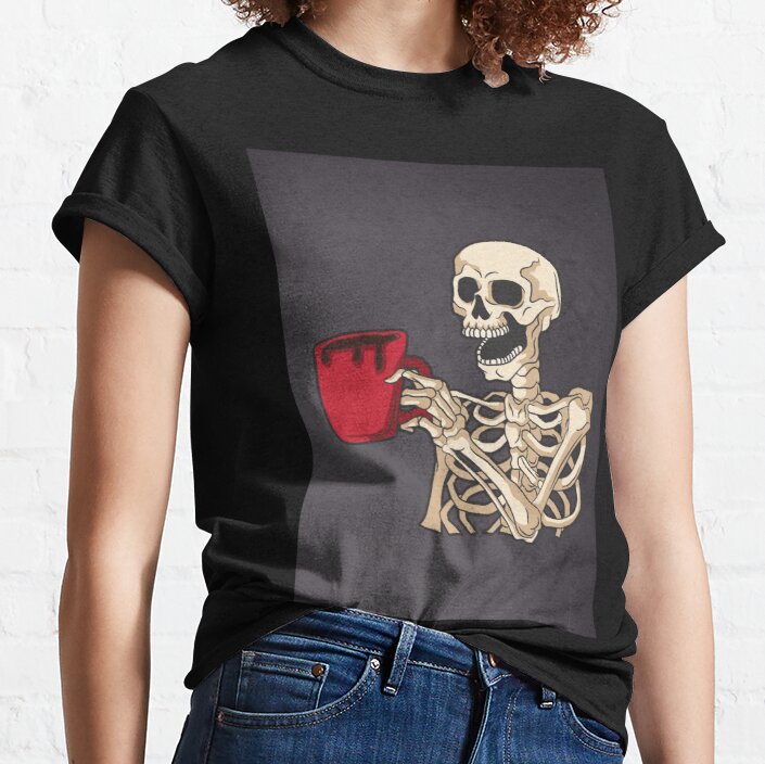 Skull with a cup of coffee Classic T-Shirt
