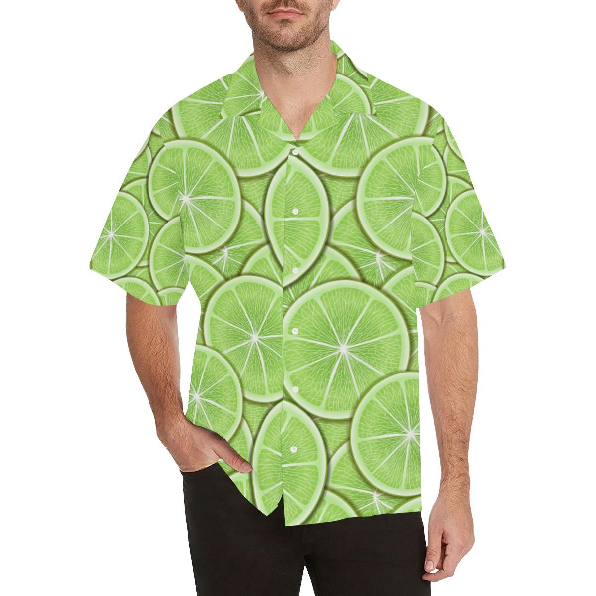 Sliced Lime Pattern Men’s All Over Print Hawaiian Shirt