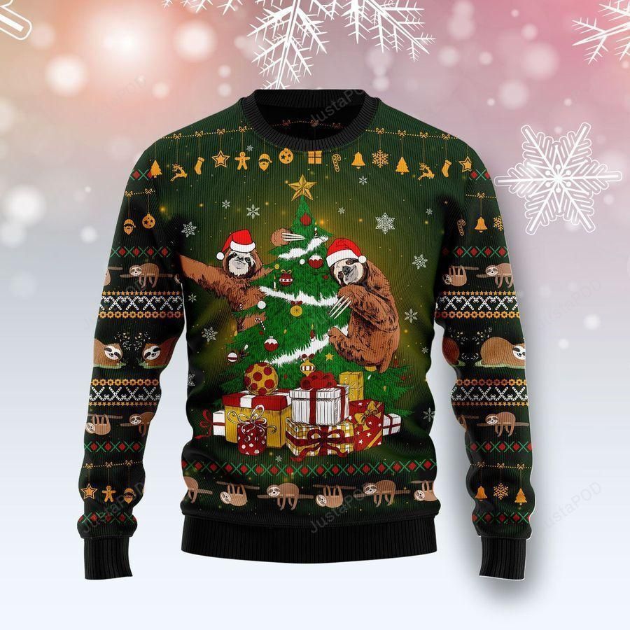Sloth Christmas Tree Ugly Christmas Sweater All Over Print Sweatshirt