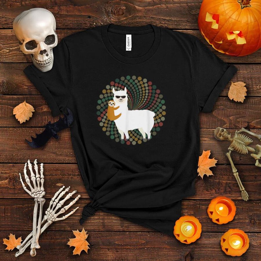 Sloth Riding Llama Alpaca Funny Birthday Halloween Christmas T Shirt