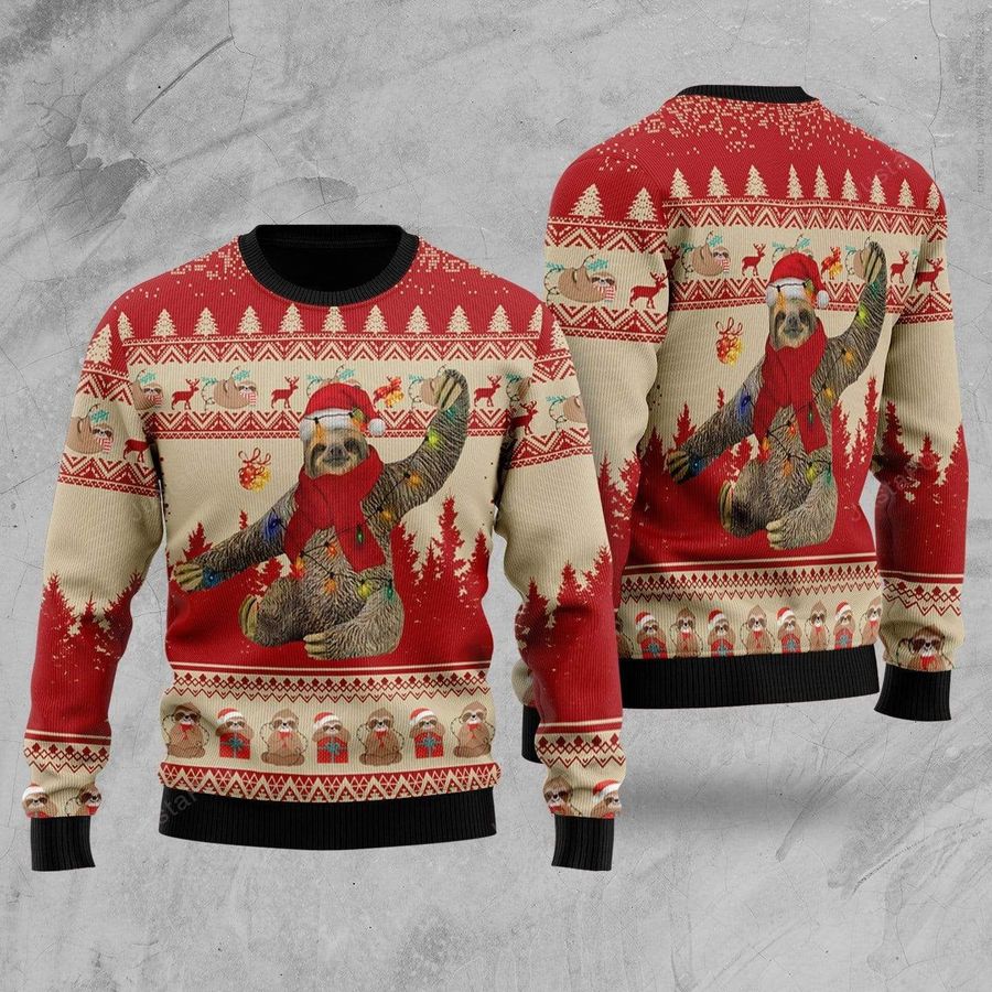 Sloth Ugly Christmas Sweater All Over Print Sweatshirt Ugly Sweater