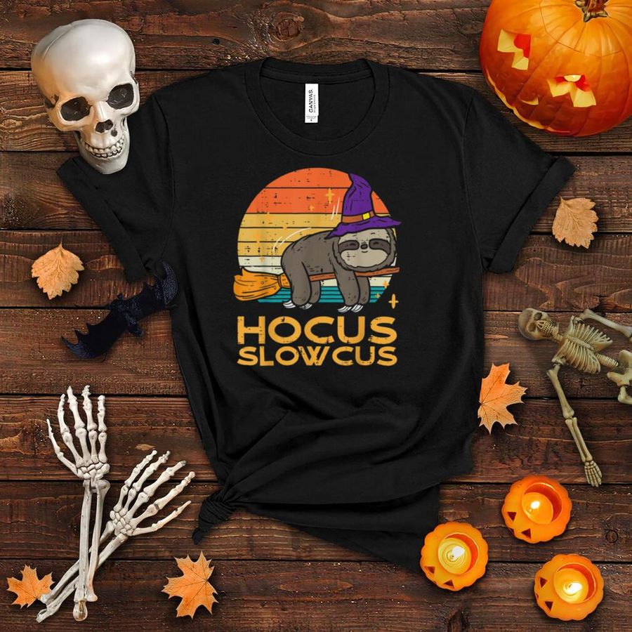 Sloth Witch Broom Hocus Slowcus Halloween Men Women Kids T Shirt