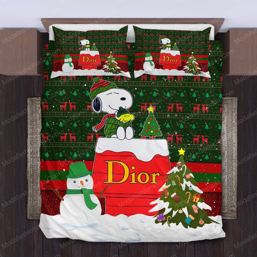 Snoopy Dog Dior Christmas Bed Sets Bedding Sets