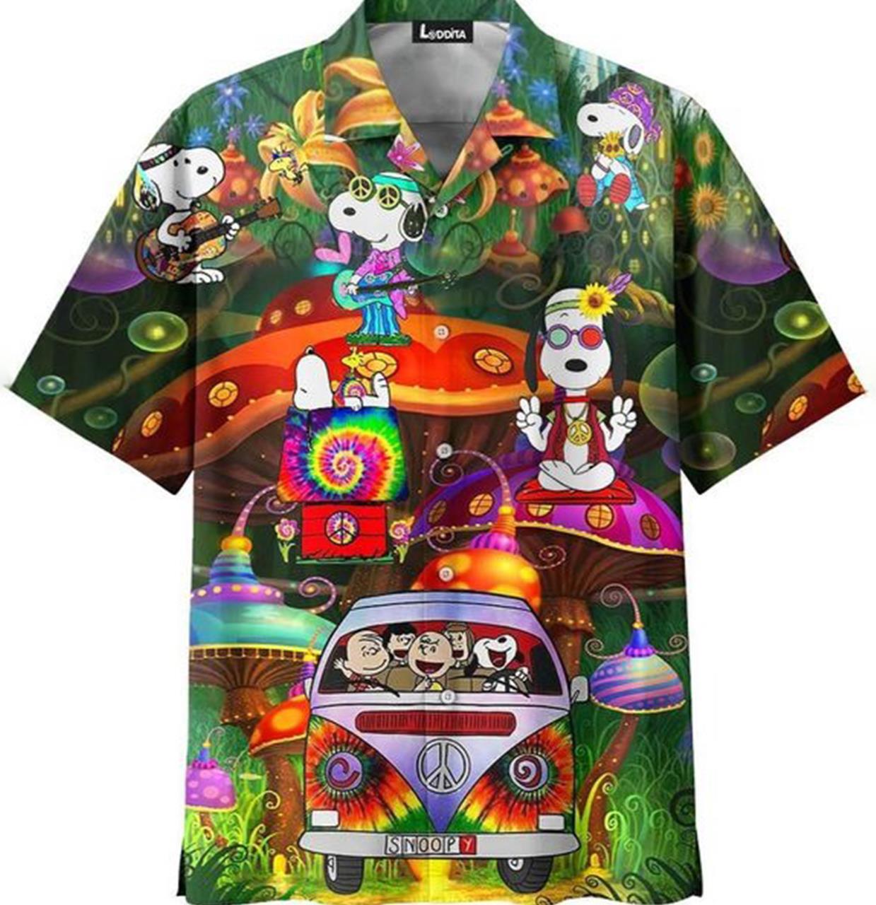 Snoopy Hippie Hawaiian Shirt