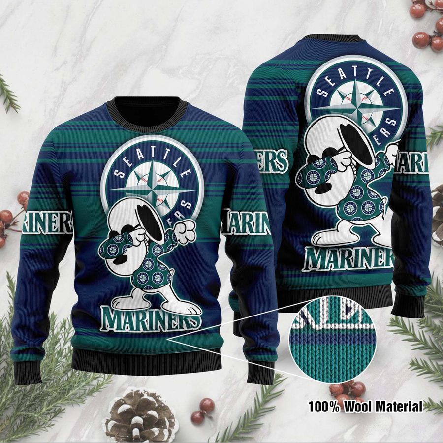 Snoopy Love Seattle Mariners For Baseball-MLB FansSweater Ugly Christmas Sweater