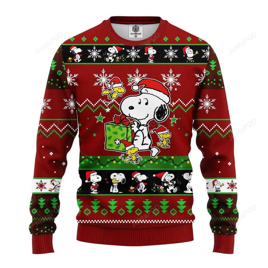 Snoopy Ugly Christmas Sweater Red Brown Ugly Sweater Christmas Sweaters