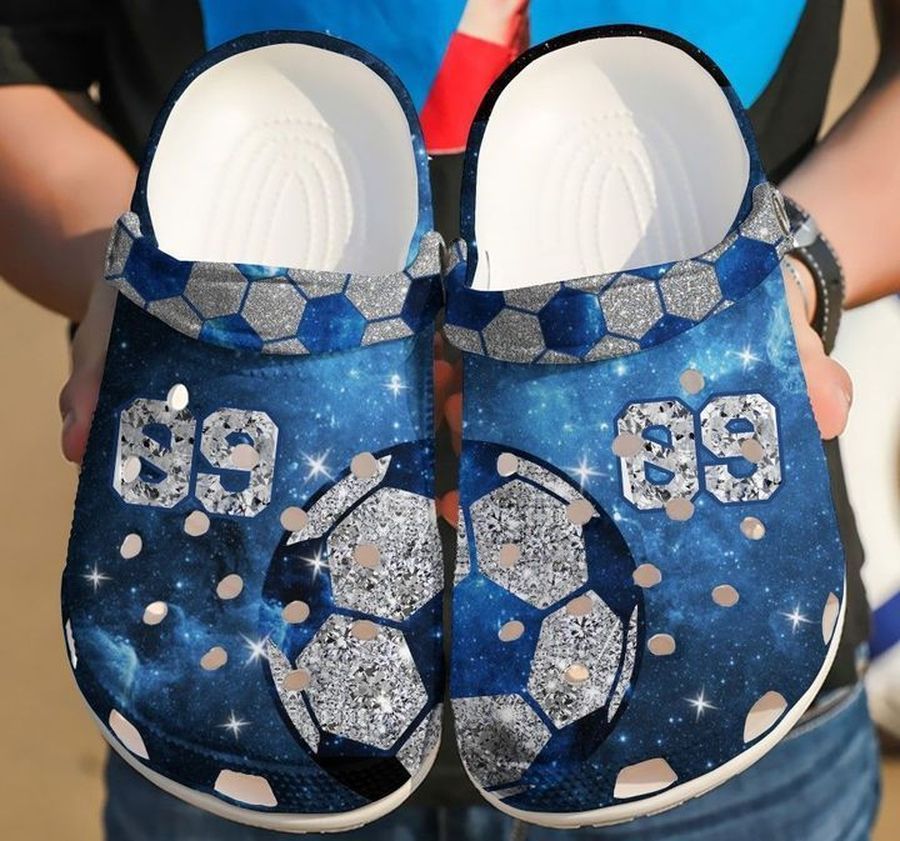 Soccer Personalized Diamond Blue Galaxy Sku 2254 Crocs Clog Shoes