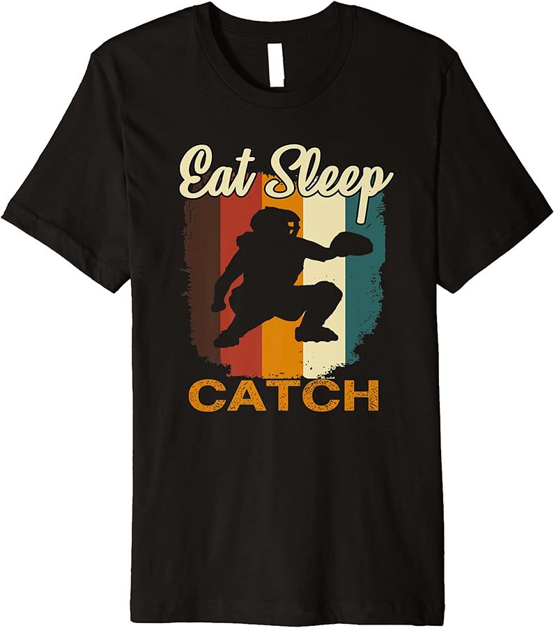 Softball Eat Sleep Catch Shirt - Retro Softball Catcher Premium