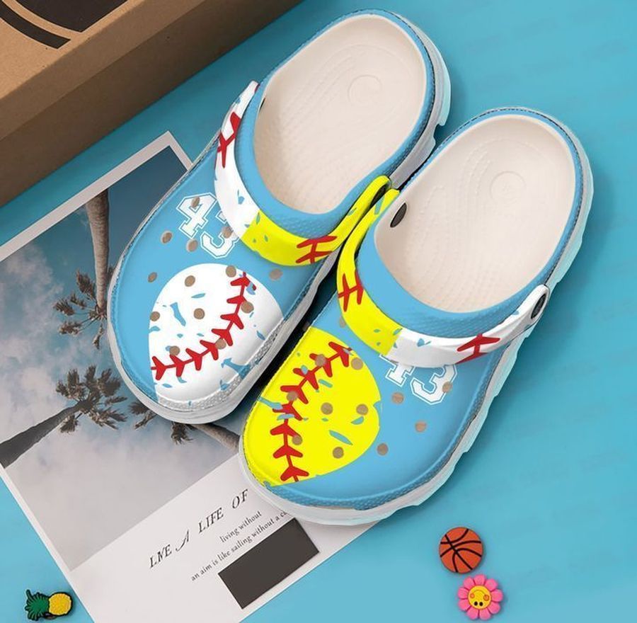 Softball Personalized Heart Sku 2281 Crocs Clog Shoes
