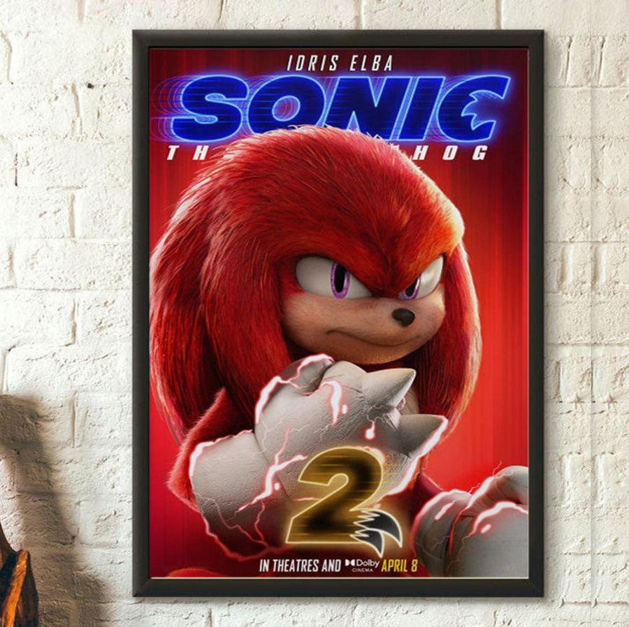 Sonic The Hedgedog 2 movie poster,Sonic 2 Wall Poster,Wall Decor Sonic Knuckles Tails Wall Art Print, Wall Decor