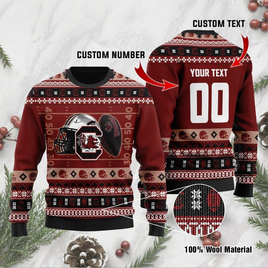 South Carolina Gamecocks Custom Name  Number Personalized Ugly Christmas