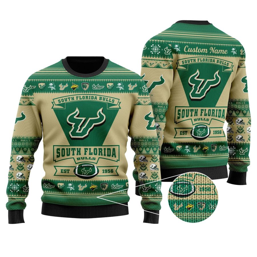 South Florida Bulls Football Team Logo Personalized Ugly Christmas Sweater