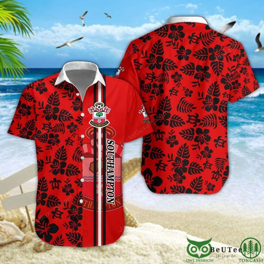 Southampton Black Red Hawaiian Shirt Short