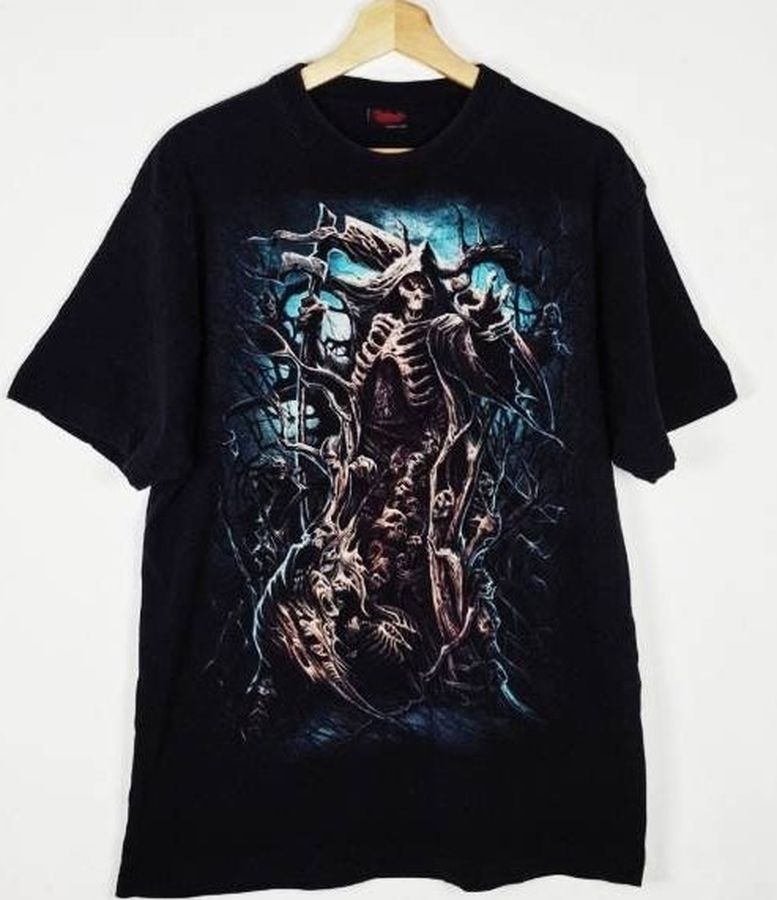 Spiral Direct Skull Over Print Double Side Retro Unisex T-Shirt