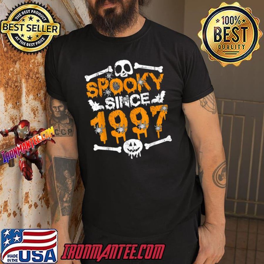 Spooky Since 1997 Scary Skeleton 25th Birthday Halloween T-Shirt