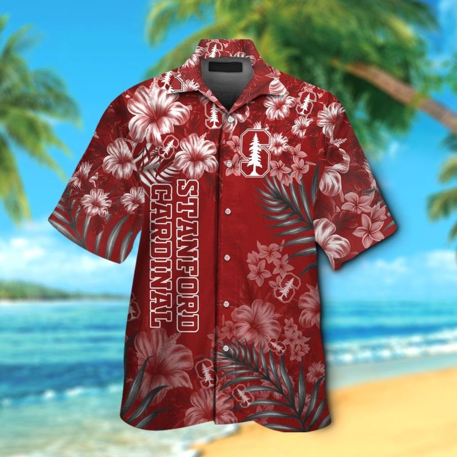 Stanford Cardinal Short Sleeve Button Up Tropical Aloha Hawaiian Shirts For Men Women