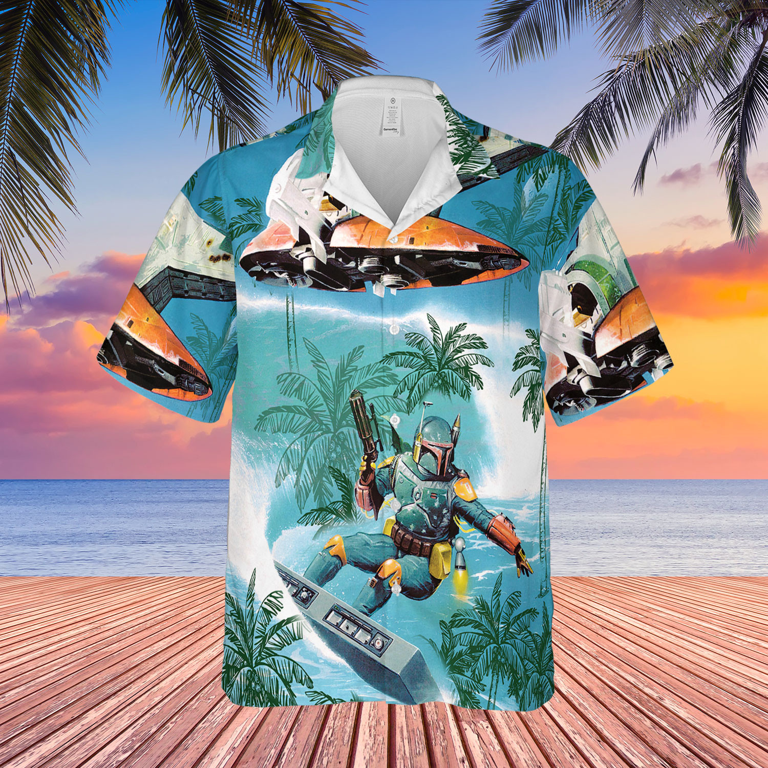 Star Wars Boba Fett Surfing Hawaiian Shirt And Shorts