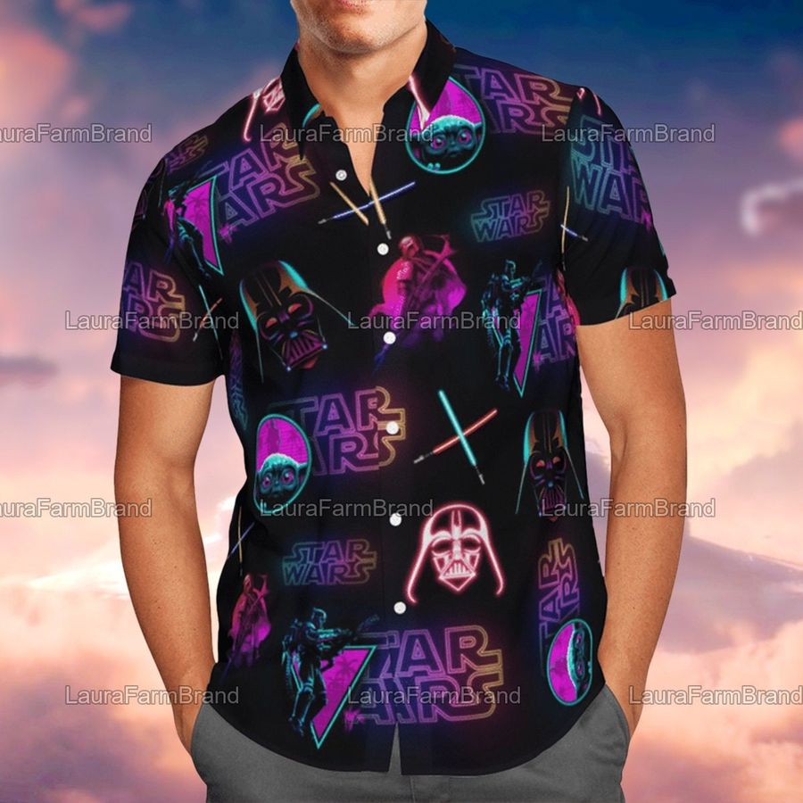 Star Wars Hawaiian Shirt, Star Wars Hawaii Tee, StarWars Button, StarWars Lover, StarWars Cute, StarWars Gift, Father Day Gift PHT182106A95