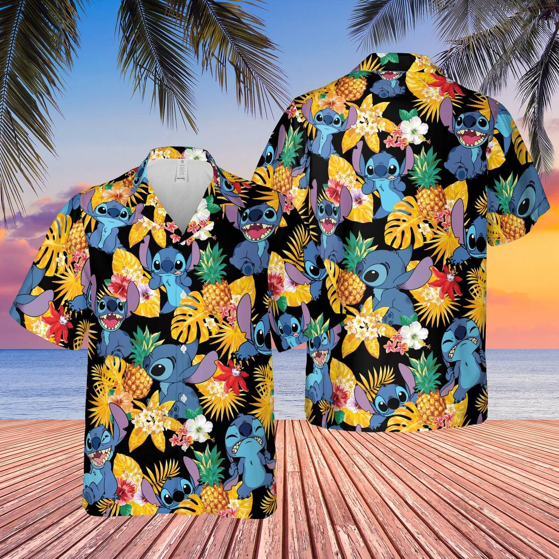 Stitch And Lilo Pineapple Hawaiian Shirt