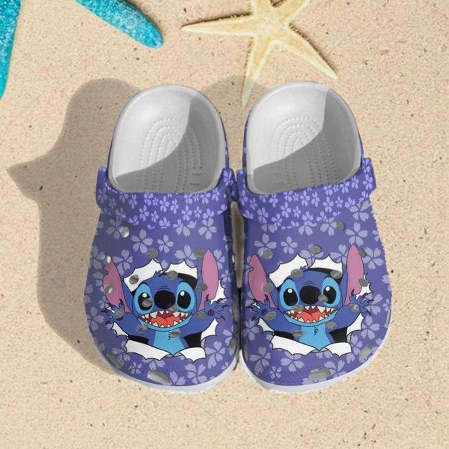 Stitch In Purple Crocs Crocband Clog Comfortable Water Shoes