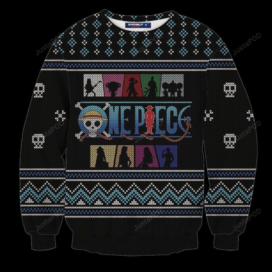 Straw Hat Crew Silhouette Ugly Christmas Sweater All Over Print
