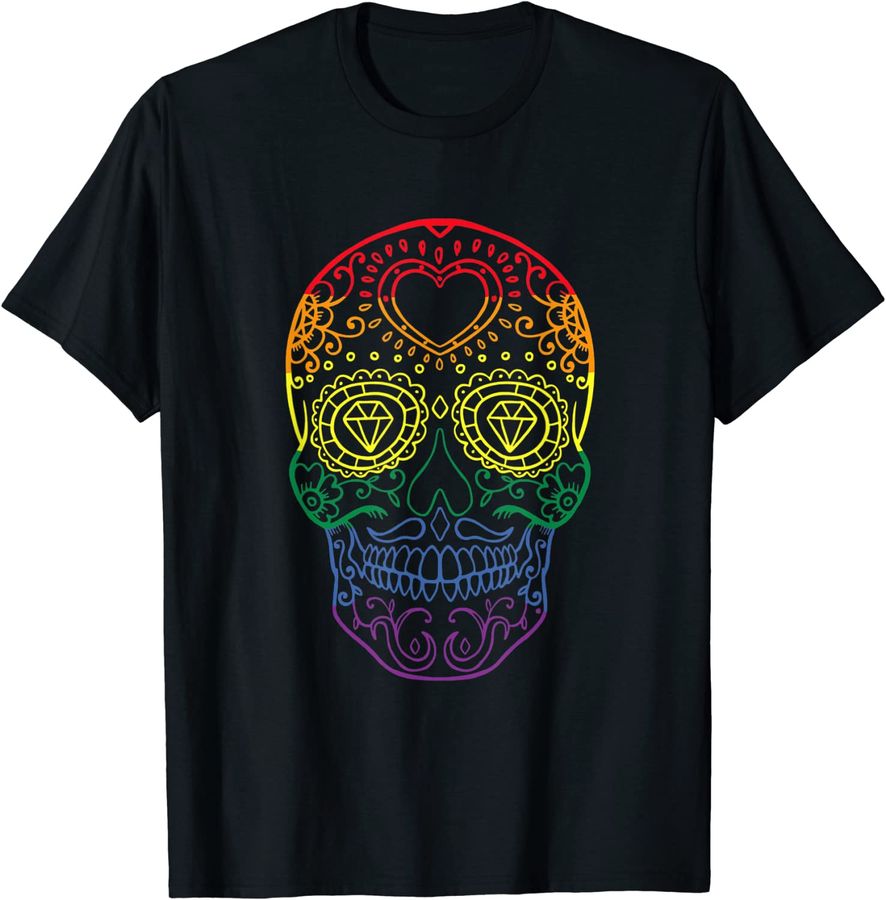 Sugar Skull LGBT Gay Pride Rainbow Flag Support LGBTQ
