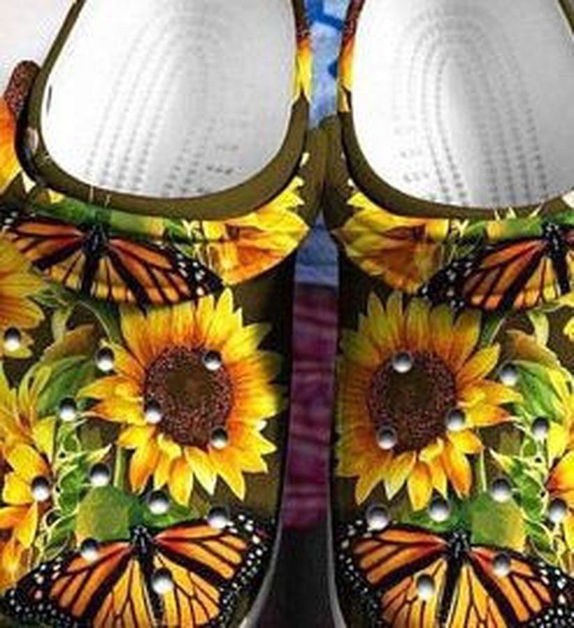 Sunflower Butterfly Crocs Crocband Clog  Clog Comfortable For Mens And Womens Classic Clog  Water Shoes  Comfortable