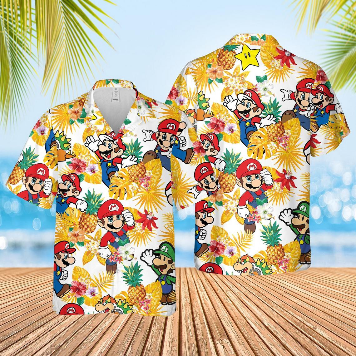 Super Mario Pineapple Nin-tendo Art Hawaiian Shirt