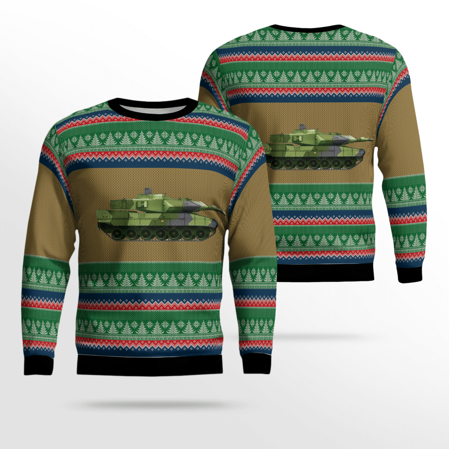 Swedish Army Stridsvagn 122 Tank Ugly Christmas Sweater All Over.png