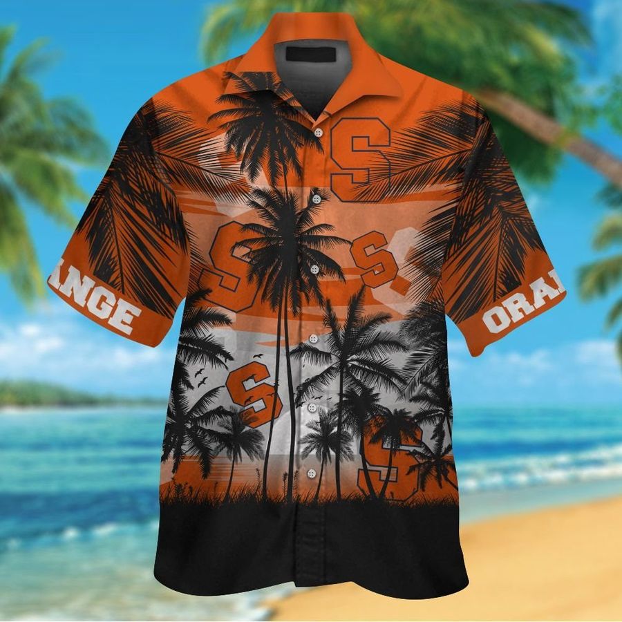 Syracuse Orange Short Sleeve Button Up Tropical Aloha Hawaiian Shirts For Men Women Shirt