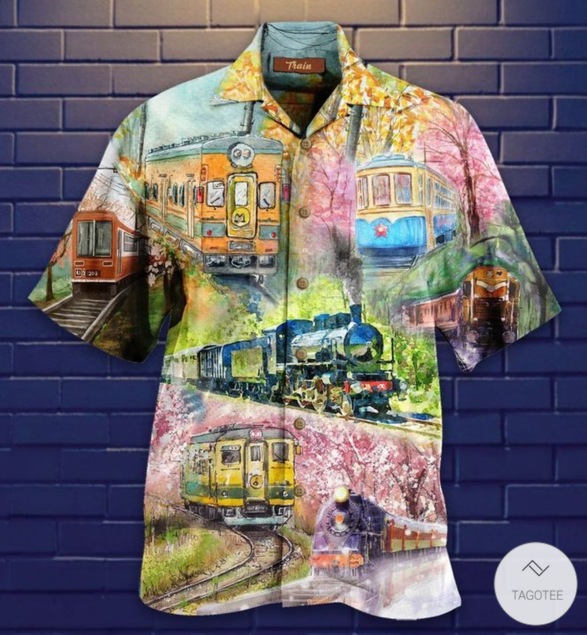 Take A Train In Spring Art Drawing Hawaiian Shirt