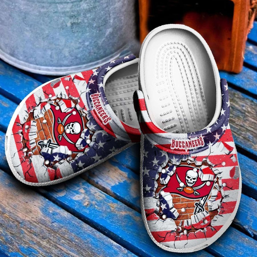 Tampa Bay Buccaneers NFL American Flag Crocs Crocband Clog Comfortable Water Shoes