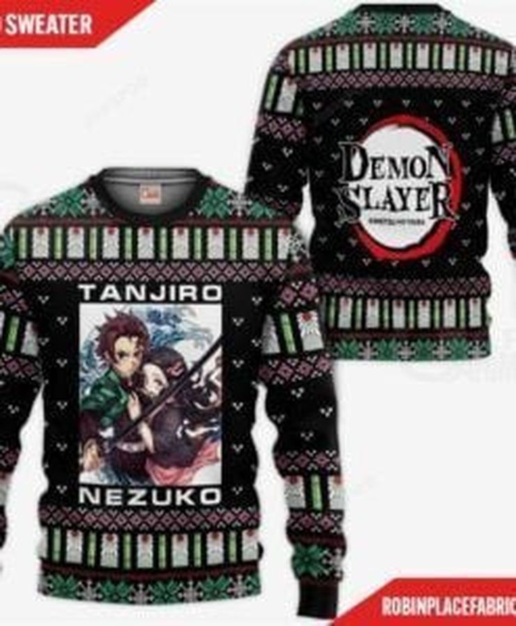 Tanjiro And Nezuko Demon Slayer Ugly Christmas Sweater All Over