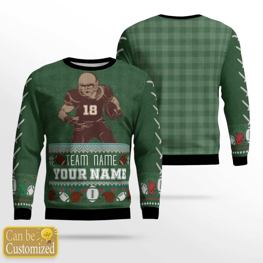 Tartan Check Football Ugly Christmas Sweater Custom Team Name and Number.png