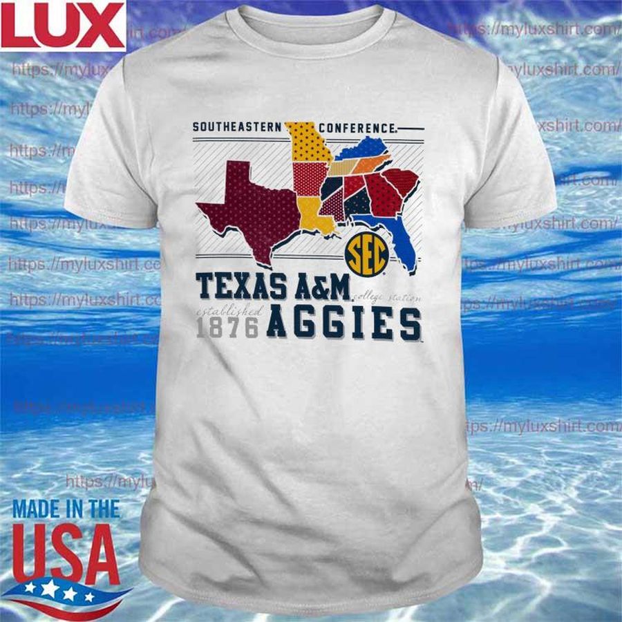 Texas A&M Aggies SEC Map 1876 Shirt