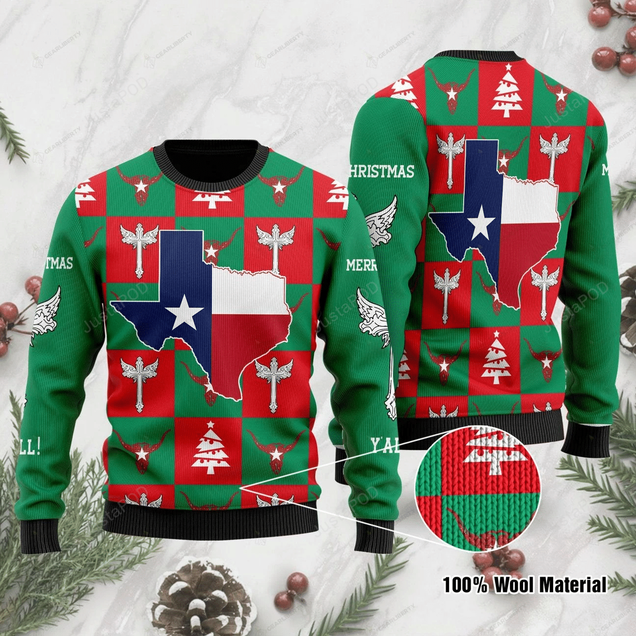Texas flag longhorn Ugly Christmas Sweater