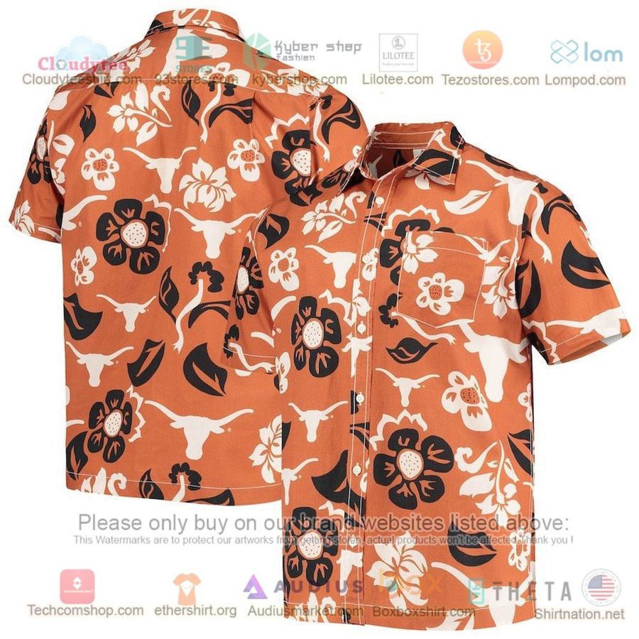 Texas Longhorns Texas Orange Black Floral Button-Up Hawaiian Shirt – LIMITED EDITION