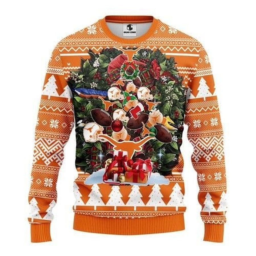 Texas Longhorns Tree Christmas Ugly Christmas Sweater All Over Print