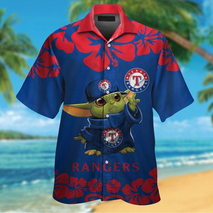 Texas Rangers Button Up Tropical Aloha Hawaiian Shirts For Men