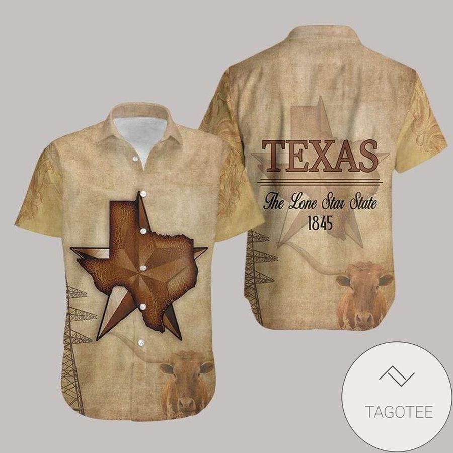 Texas The Lone Star State 1845 Authentic Hawaiian Shirt 2022s