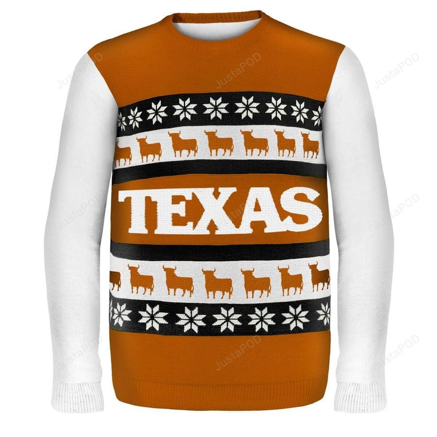 Texas Wordmark NCAA Ugly Christmas Sweater All Over Print Sweatshirt