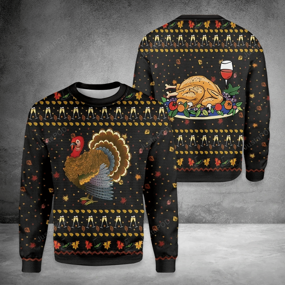 Thanksgiving Ugly Christmas Sweater All Over Print Sweatshirt Ugly Sweater