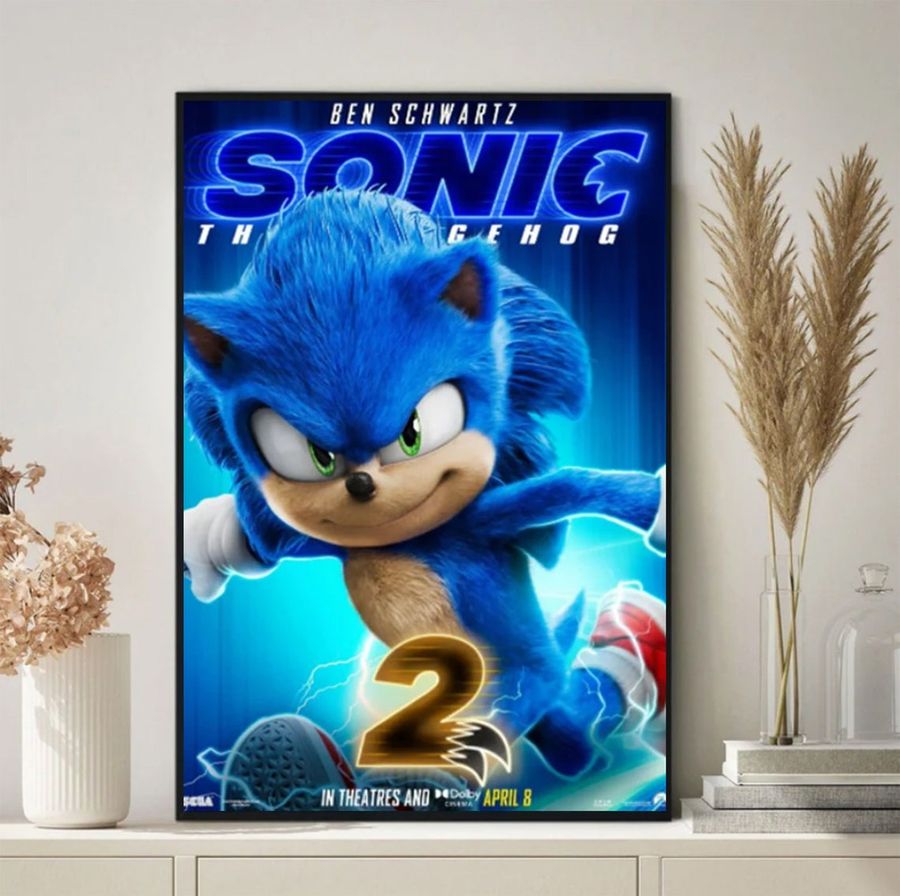The Hedgehog 2 Poster, Sonic The Hedgehog Movie Poster Wall Art Print, Wall Decor