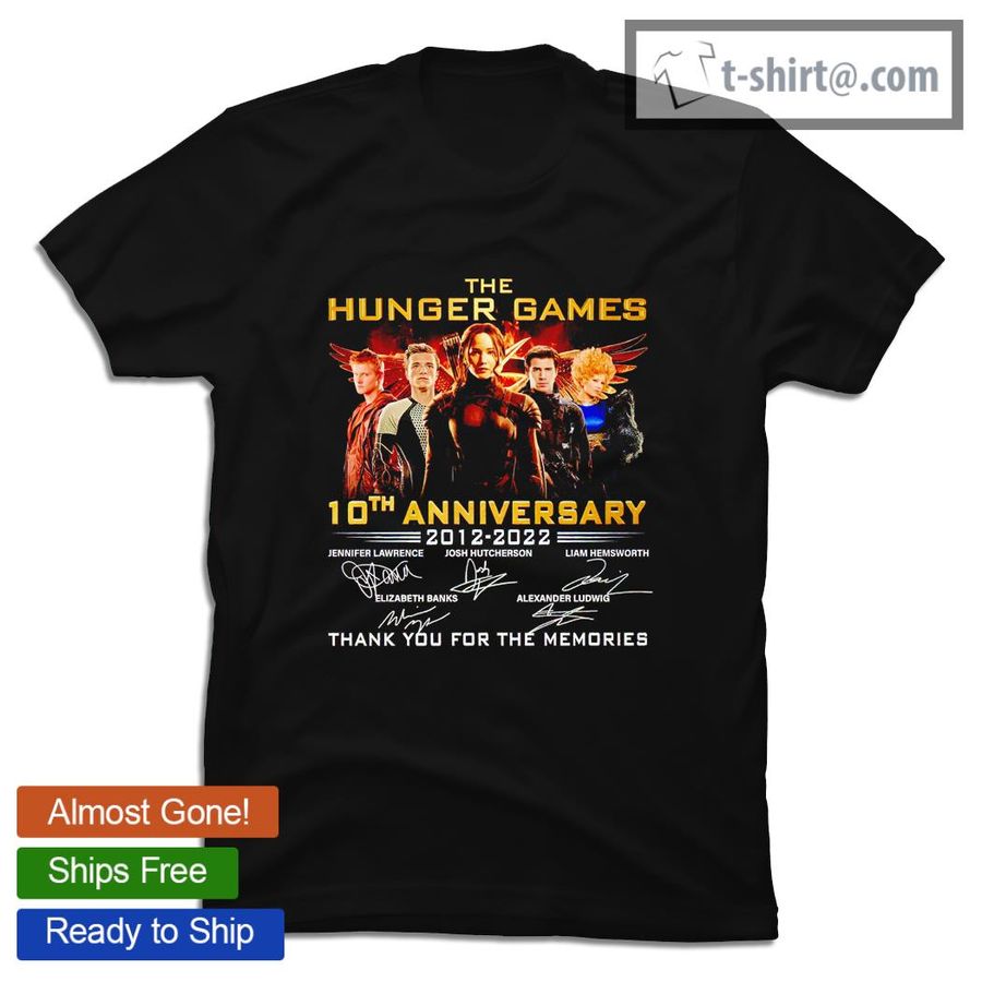 The Hunger Games 10th anniversary 2012 2022 signatures thank you for the memories shirt